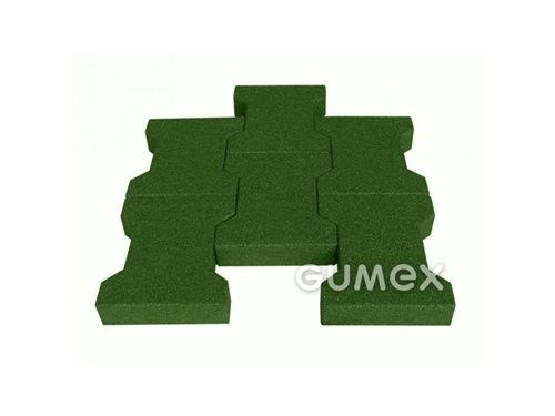 ELASTON-ELTEC PUZZLE Verbundpflaster, 43mm, 200x165mm, recyclierter Gummi, PU-Binder, grün, 
